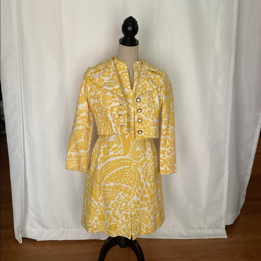 Vintage yellow thermal dress with jacket - Picture 12 of 14